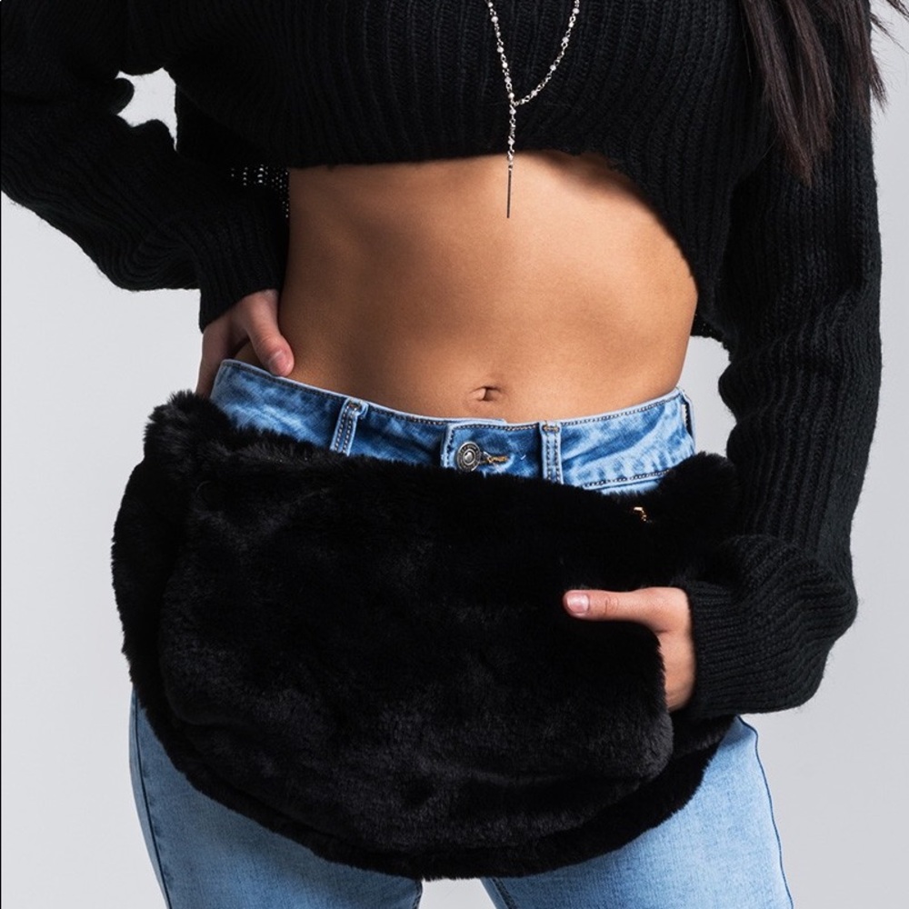 Faux Fur Waist Bag in Mustard